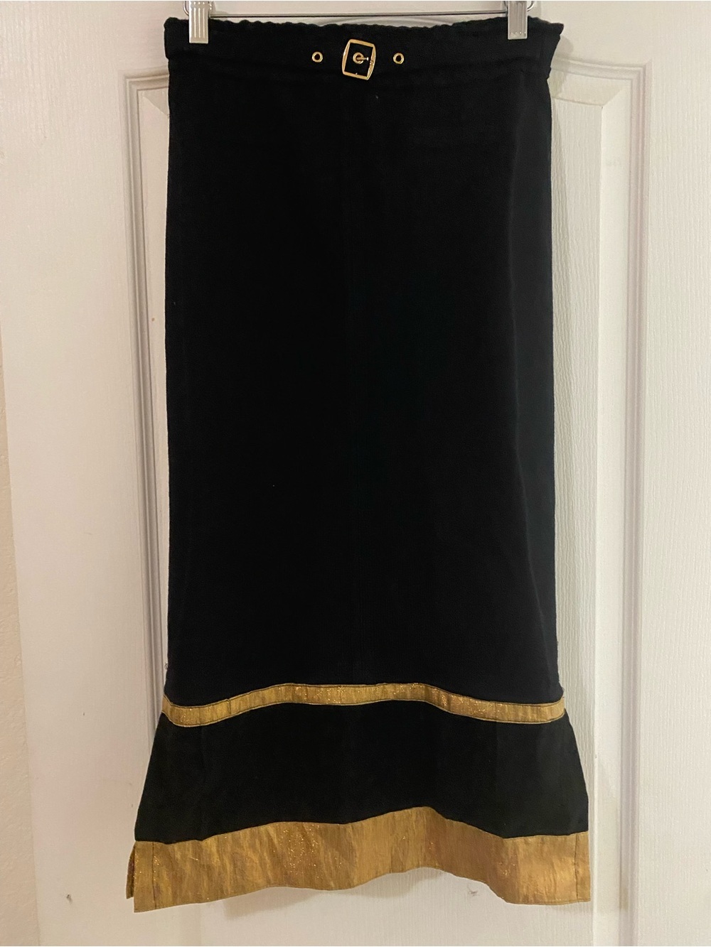 VTG St. John Sport by Marie Gray Knit Black Old Money Hold Trim Midi Skirt S - Picture 7 of 14
